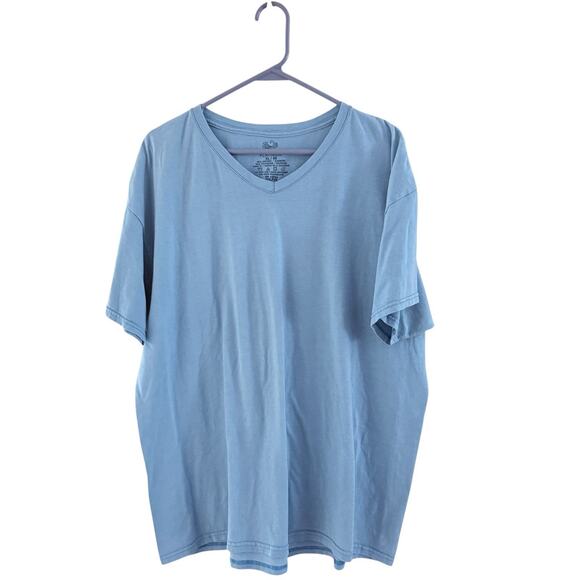Fruit of the Loom Men’s T-Shirt XL Blue‎ Short Sleeve V-Neck Cotton/Polyester - Picture 1 of 6